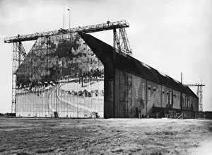 Airship Hangar in 1918 with Huge Landscape Artwork Paint?