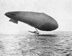 Blimp Prints: Airship Landing on Water