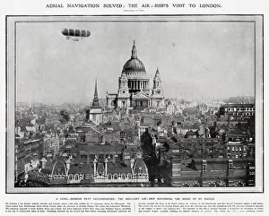 Sightseers Prints: Airship Nulli Secundus Flying Over London 1907
