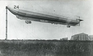 *NEW* Glass Lantern Slide Scans Collection: Airship R. 24. moored at a mast