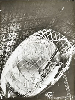 *NEW* Glass Lantern Slide Scans Collection: Airship R. 36 under construction in hangar