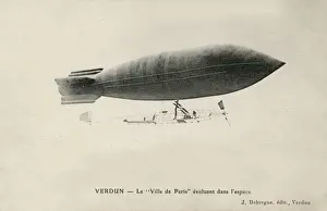 Verdun Prints: Airship Ville de Paris in flight at Verdun