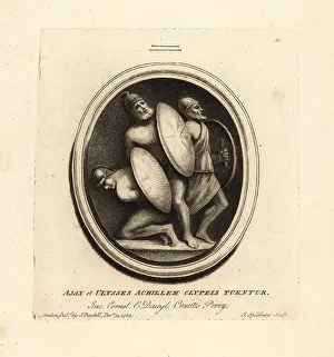 Carnelian Prints: Ajax and Ulysses protect Achilles with their shields