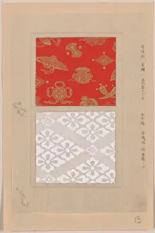 Brocade Prints: Akaki kinran (gold brocade with red background) Shiro aya (w