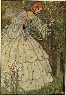 Crinoline Prints: Alas for her that met me. Illustration by Florence Harrison for Tennysons poem