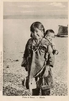 Alaskan Gallery: Alaskan Eskimo Girl and her younger Brother - Alaska, USA