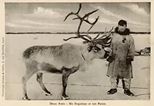 Alaskan Gallery: Alaskan Eskimo and his reindeer - Alaska, USA