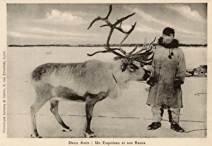 Alaskan Gallery: Alaskan Eskimo and his reindeer - Alaska, USA