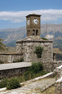 Images Dated 9th August 2007: Albania. Gjirokaster. Castle and clock tower
