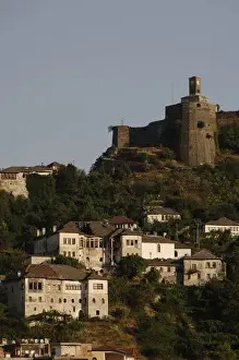 Albania. Gjirokaster. Castle, clock tower and tower houses