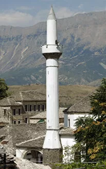 Images Dated 9th August 2007: Albania. Gjirokaster. Mosque minaret. 18th century