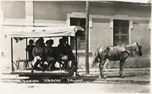Albania Prints: Albania - Vlore - A horse-drawn tram