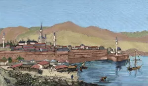 Espanola Gallery: Albania. Yanina. Panorama. Engraving. 19th century. Colored