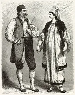 An Albanian couple in traditional dress Date: circa 1870