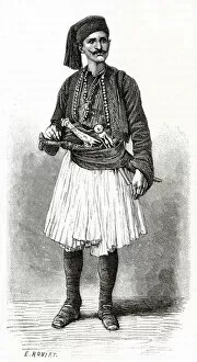 Images Dated 30th March 2021: An Albanian man in traditional dress Date: 1877