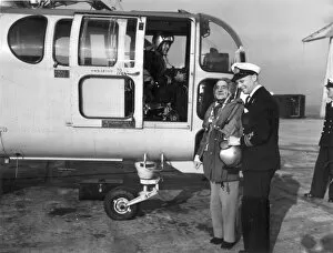 Flew Collection: Albert Batchelor flew in a helicopter from Helston