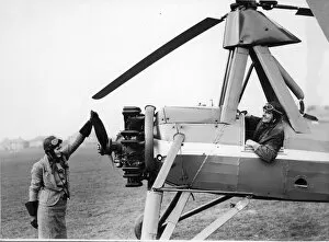 Gladys Collection: Albert and Gladys Batchelor with his Cierva C30A autogyro
