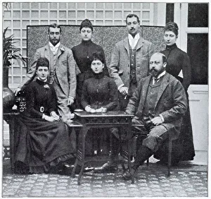 Albert Prince of Wales (later King Edward VII) and Alexandra Prince of Wales with their five children at Sandringham the year of their silver wedding anniversary. Date: 1888