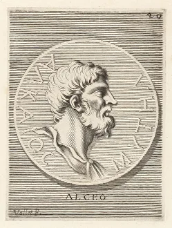 Lesbos Prints: Alcaeus of Mytilene, Greek lyric poet from Lesbos, c. 625 - c