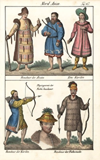 Inhabitants Collection: Aleut men in hunting clothes, Ainu of Kuril