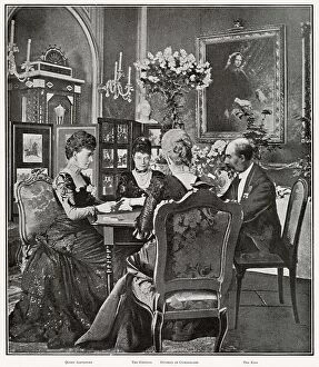 Copenhagen Collection: Alexandra of Denmark (consort to Edward VII) in Copenhagen, playing quiet rubber (card game)