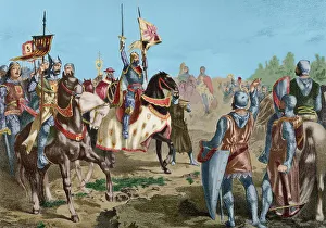 Lithography Collection: Alfonso VIII celebrating victory