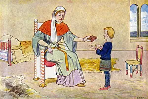 Asser Collection: Alfreds Mother presents him with a volume of poetry