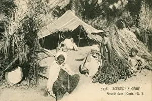 Nomads Prints: Algeria - Gourbi Tent and occupants