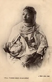 Headband Prints: Algeria - Kabyle Woman with her young infant son