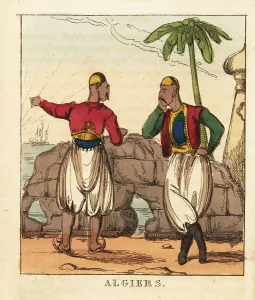 Skullcap Prints: Two Algierian Berber men looking out from Algiers