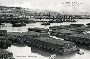 Platforms Prints: Algiers, Algeria - Quarried stone on floating barges in the harbour, awaiting export