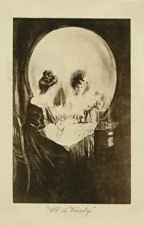 Allan Prints: All is Vanity - optical illusion - woman at dressing table