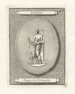 Allegorical figure of Piety holding a veil
