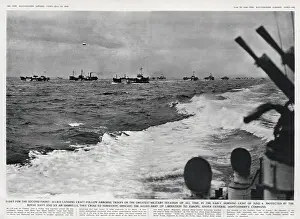 Montgomery Prints: Allied landing craft follow airborne troops in the early morning of June 6th