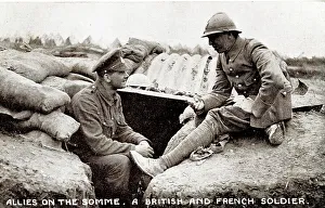 Somme Prints: Allies on the Somme, British and French soldiers, WW1