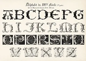 Bibl Prints: Alphabet of initial letters from a French manuscript, 16th centu