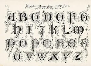 13th Century Prints: Alphabet of initial letters from a Latin Bible of the 13th centu