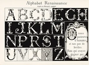 Chromolithograh Prints: Alphabet of initial letters from a Spanish manuscript of the Ren