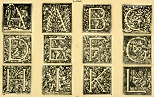 Images Dated 5th January 2017: Alphabet with putti, ornate initials A-L