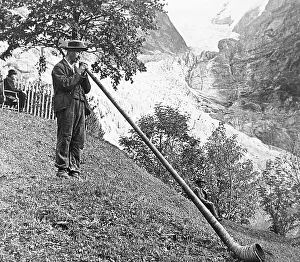 Horn Prints: Alpine horn Grindelwald Switzerland early 1900s