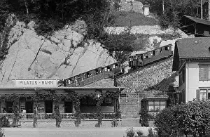 Bahn Prints: Alpnach Station Pilatus Railway Switzerland Victorian period