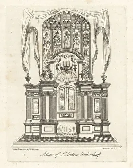 Antiquary Prints: The Altar of the Church of St. Andrew Undershaft, London, 1807