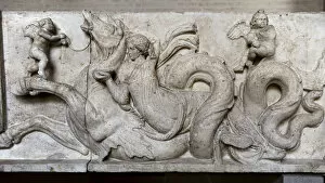 Mermaids Collection: Altar of Domitius. Detail. Ca. 150 BC