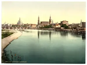Alt Stadt Prints: Altstadt, Dresden, seen from the Marienbrucke, Saxony, Germa