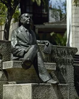 Alvaro Gallery: Alvaro Cunqueiro (1911-1981). Spanish writer. Statue. Mondon