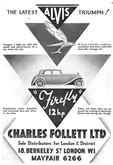 Alvis Cars. Charles Follett. Alvis Firefly 1933 Advert