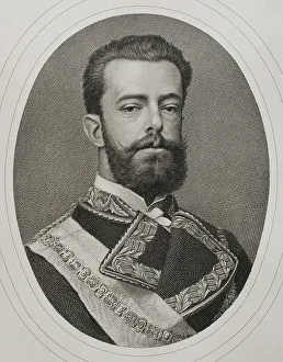 Carlist Prints: Amadeo I of Spain (1845-1890). King of Spain