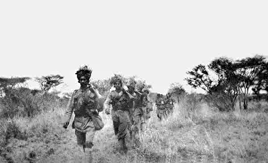 Ambulance team following troops, East Africa, WW1