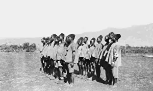 Drilled Prints: Ambulance team on parade, Bura Camp, Kenya, WW1