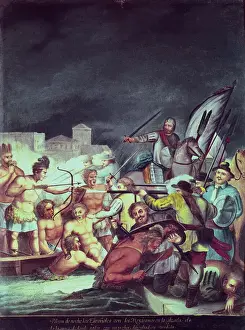 Mexico Prints: America (16th). La Noche Triste (Sad night